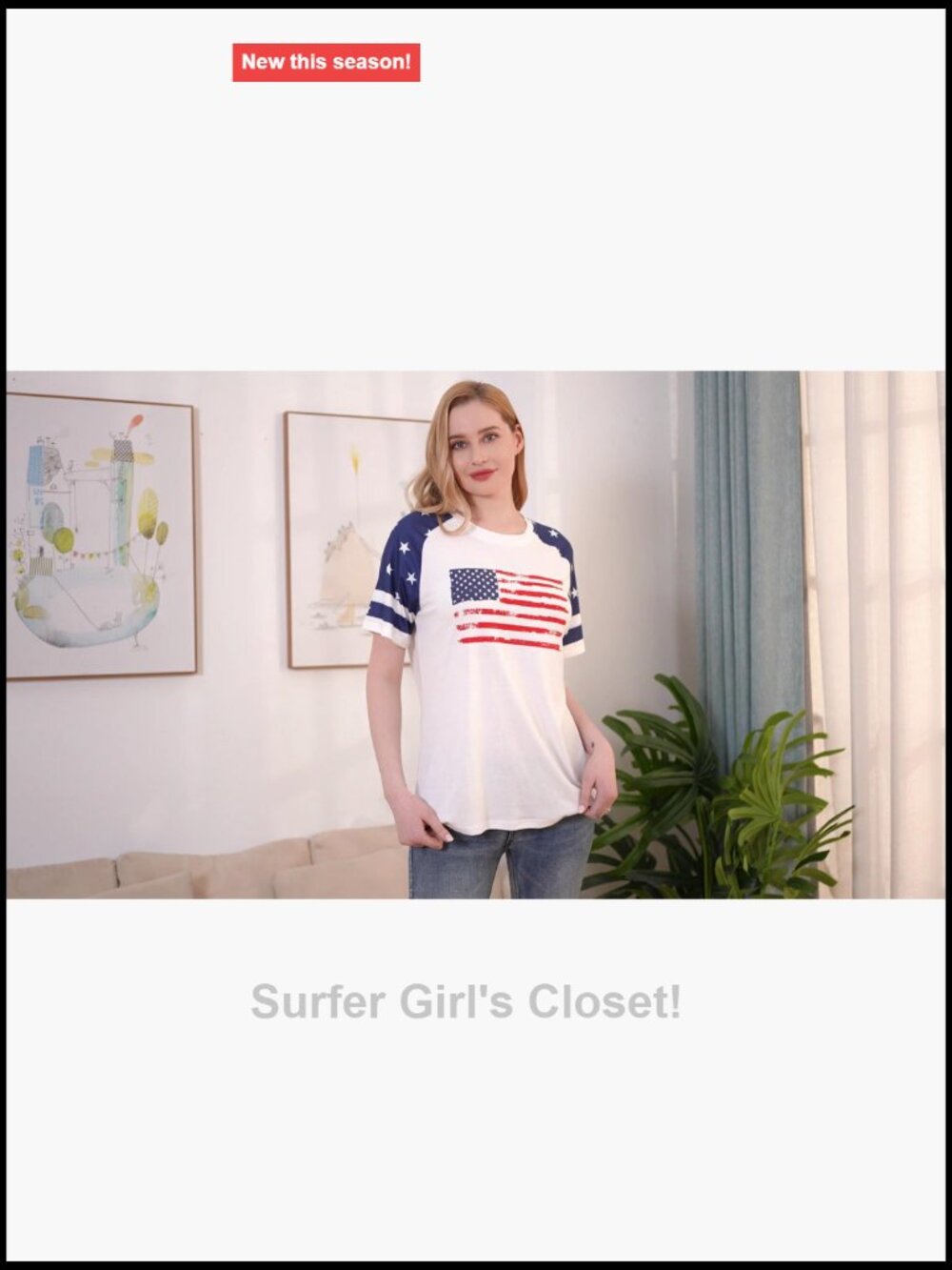 Patriotic T Shirt Women 4th of July American Flag Graphic Tee Raglan Short - Picture 6 of 7
